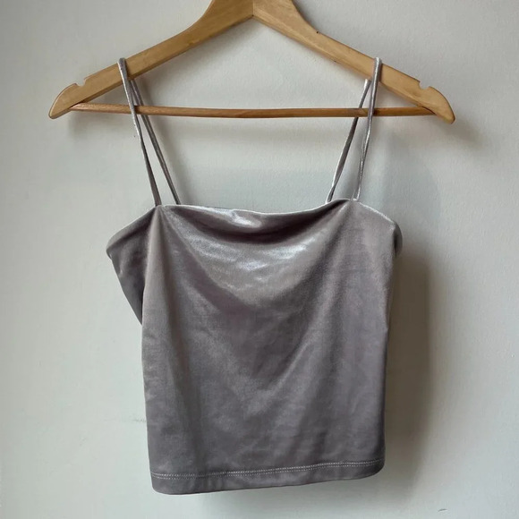 Dynamite‎ lavender  grey velvet crop cami - Picture 1 of 5